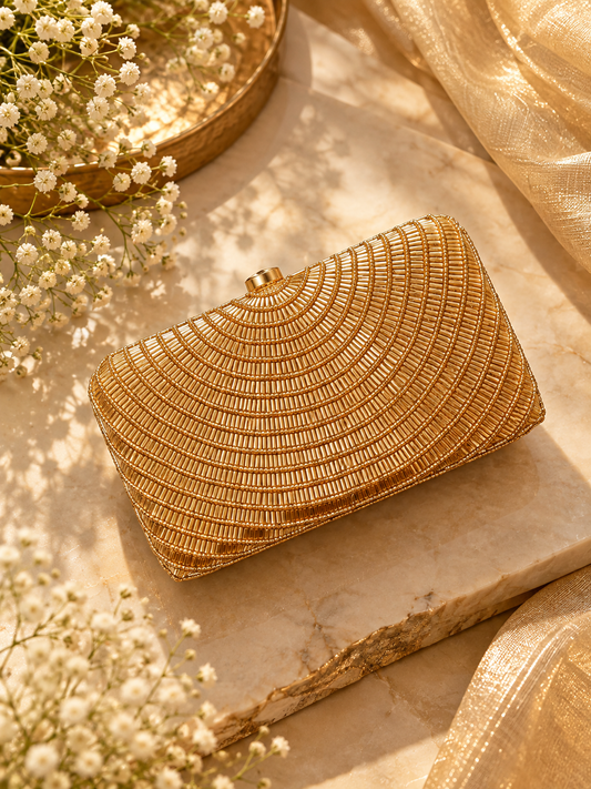 GOLD CLEOPATRA HANDEMBROIDERED CLUTCH