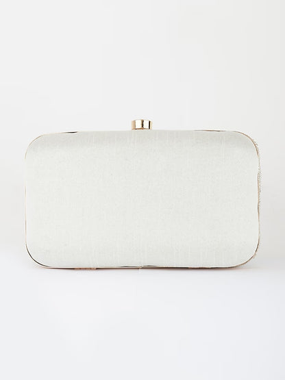 SILVER CLEOPATRA HANDEMBROIDERED CLUTCH