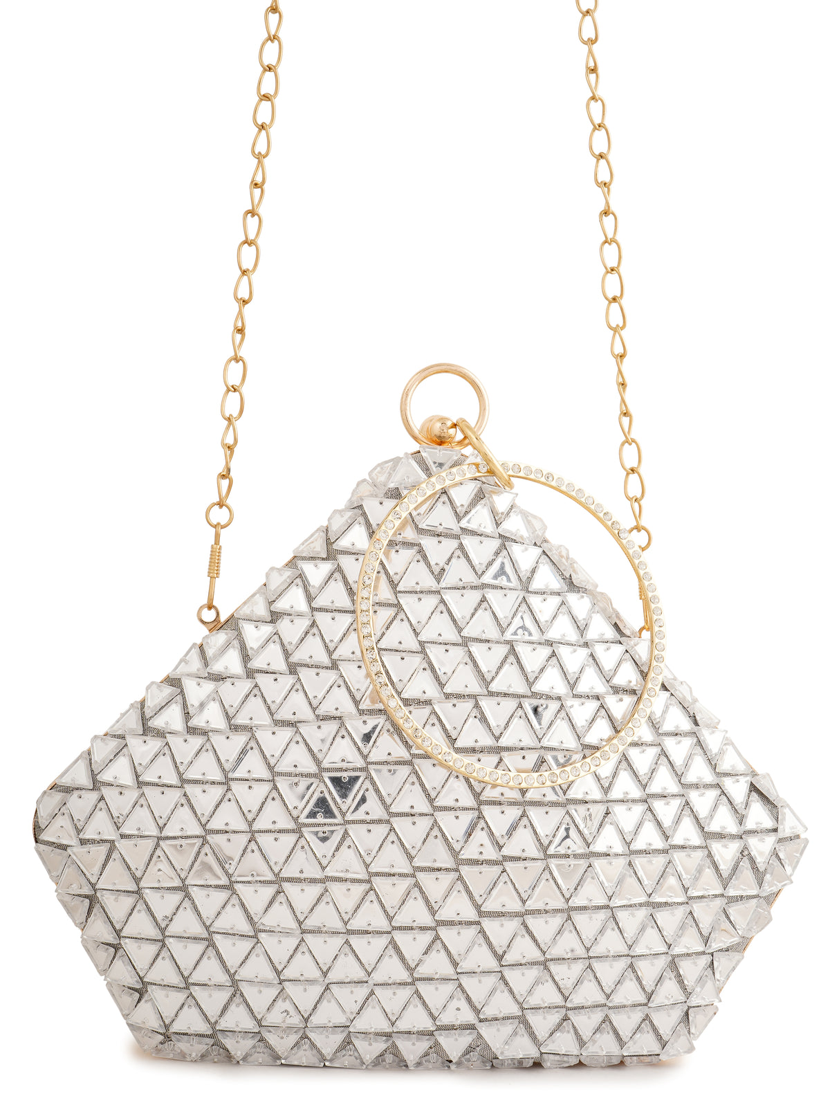 DAZZLING DIAMOND HANDEMBROIDERED CLUTCH