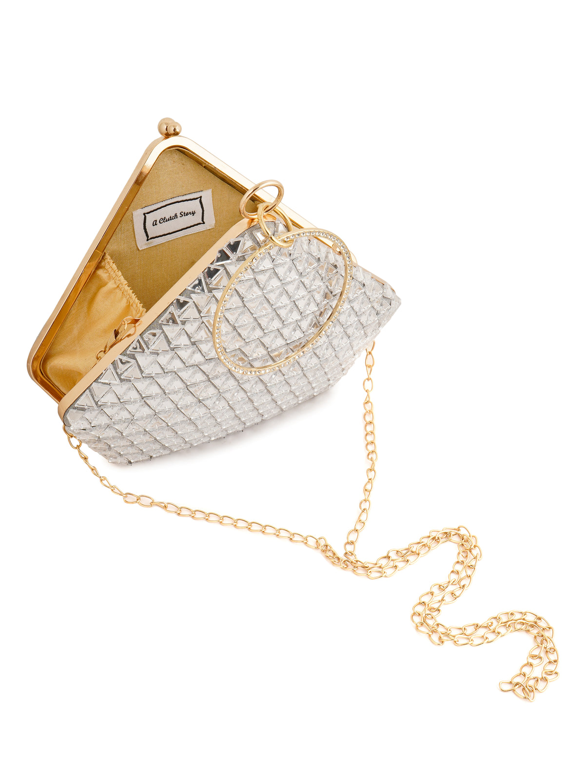 DAZZLING DIAMOND HANDEMBROIDERED CLUTCH