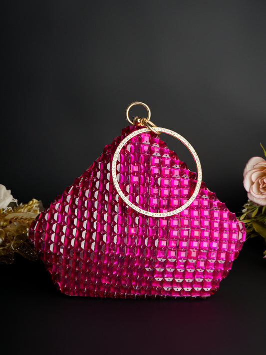 PINK SAPPHIRE DIAMOND HANDEMBROIDERED CLUTCH