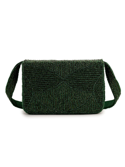 EVERGREEN LUXE BEADED HANDEMBROIDERED PURSE