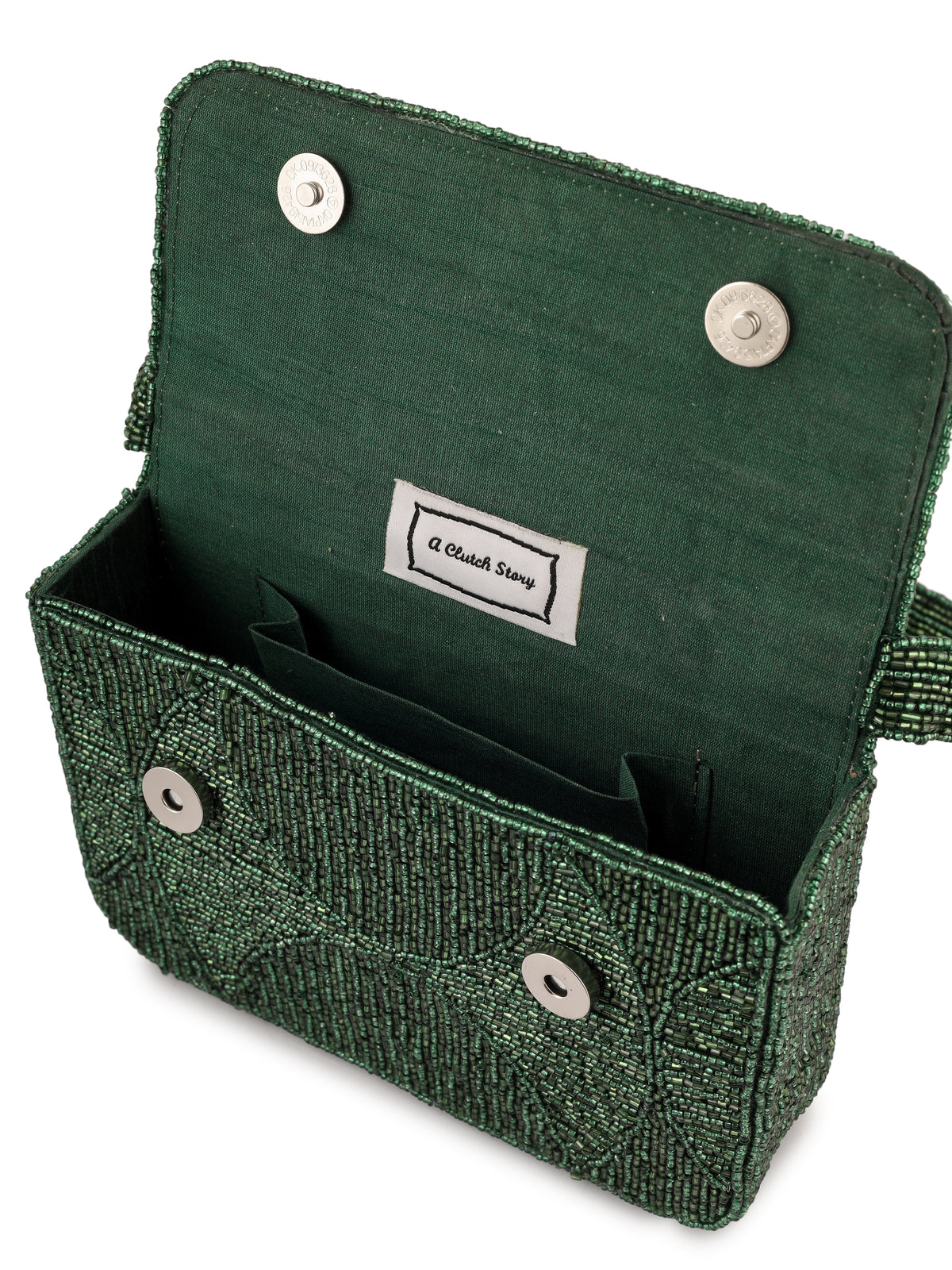 EVERGREEN LUXE BEADED HANDEMBROIDERED PURSE