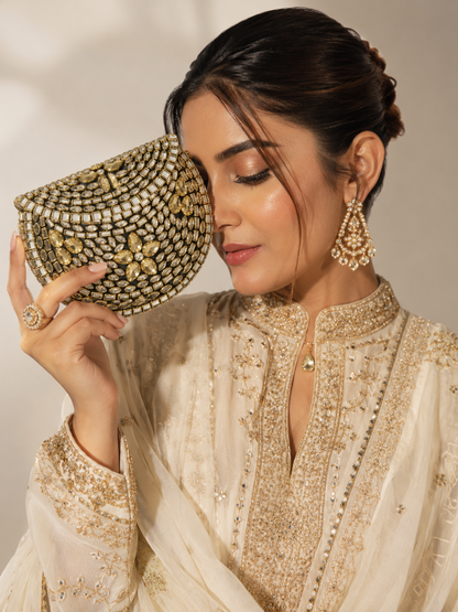 GOLDEN LUXE KUNDAN CLUTCH