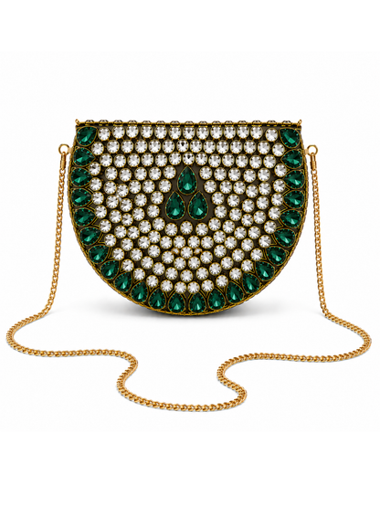 EMERALD LUXE KUNDAN CLUTCH