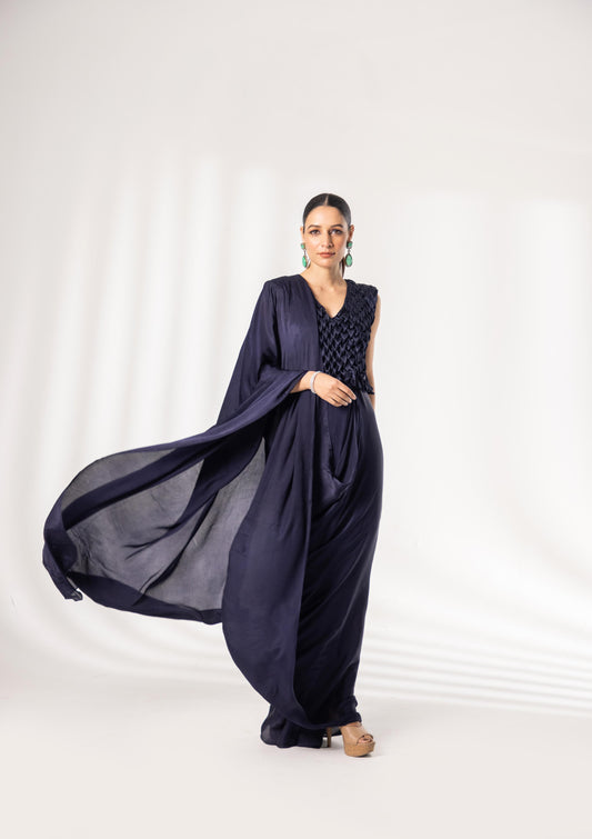 FREYA - V NECK  FULL SMOCK TOP WITH SAREE