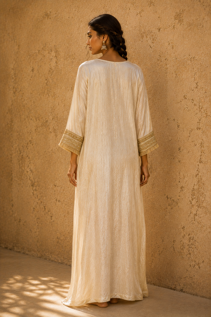 OFF WHITE SILK TISSUE KAFTAN SET