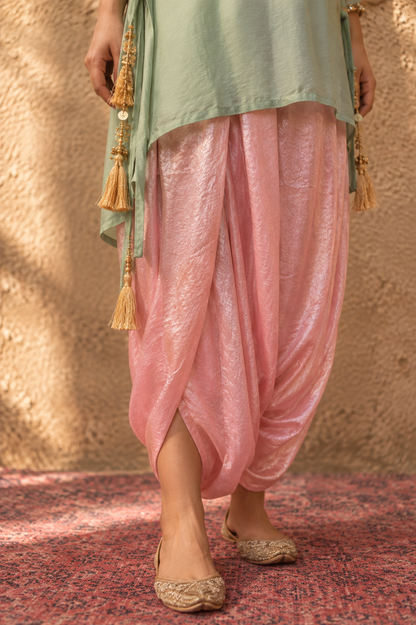 PISTA PINK TIE UP KAFTAN SET