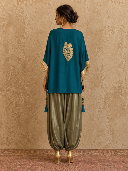 RAMA OLIVE TIE UP KAFTAN SET