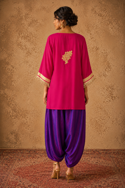 RANI PURPLE TIE UP KAFTAN SET