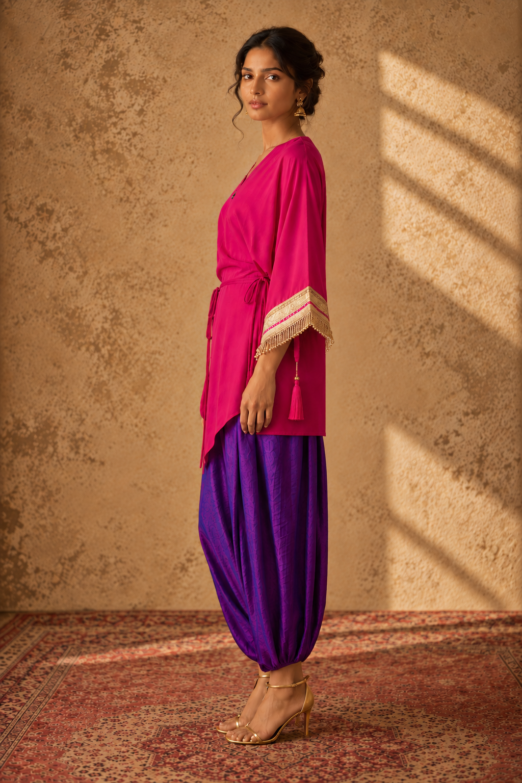 RANI PURPLE TIE UP KAFTAN SET