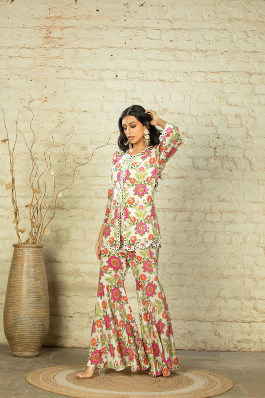 ANAM IVORY SHARARA PANT & SHORT KURTA