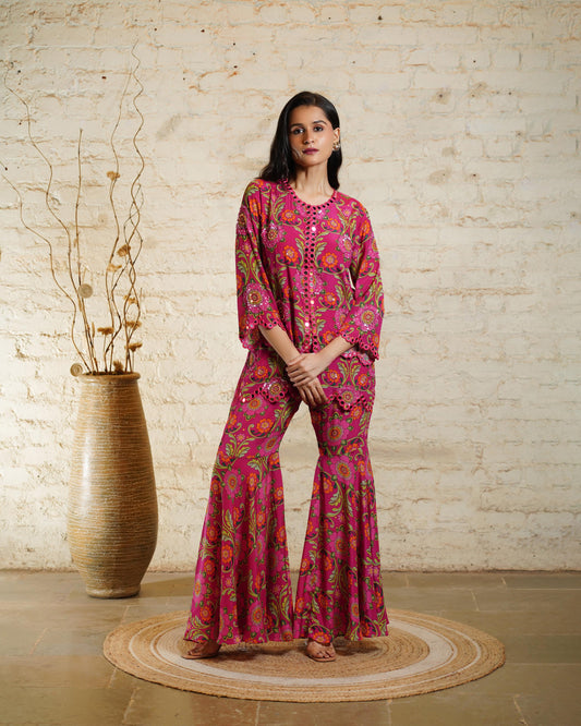 ANAM PINK SHARARA PANT & SHORT KURTA