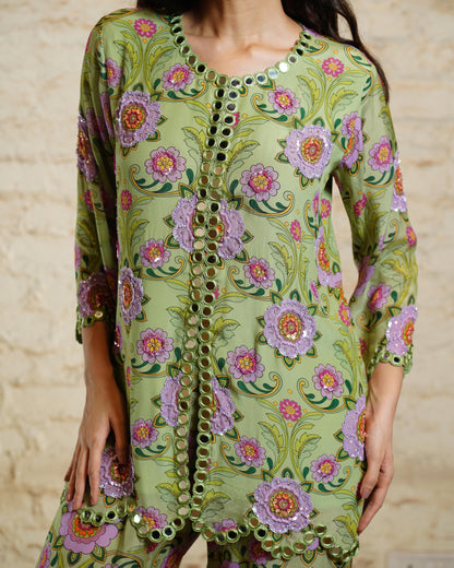 ANAM PISTA SHARARA PANT & SHORT KURTA
