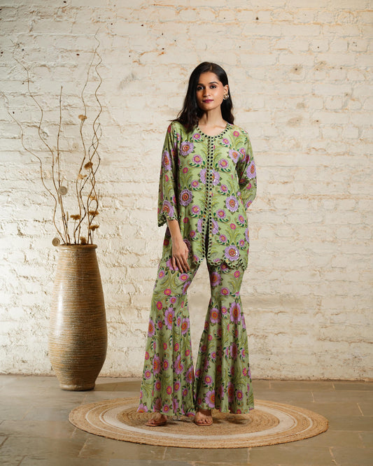 ANAM PISTA SHARARA PANT & SHORT KURTA