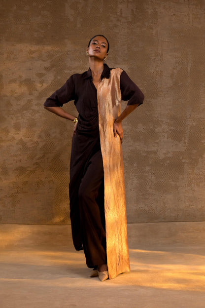 AGNEYA SILK DRAPE SHIRT SET