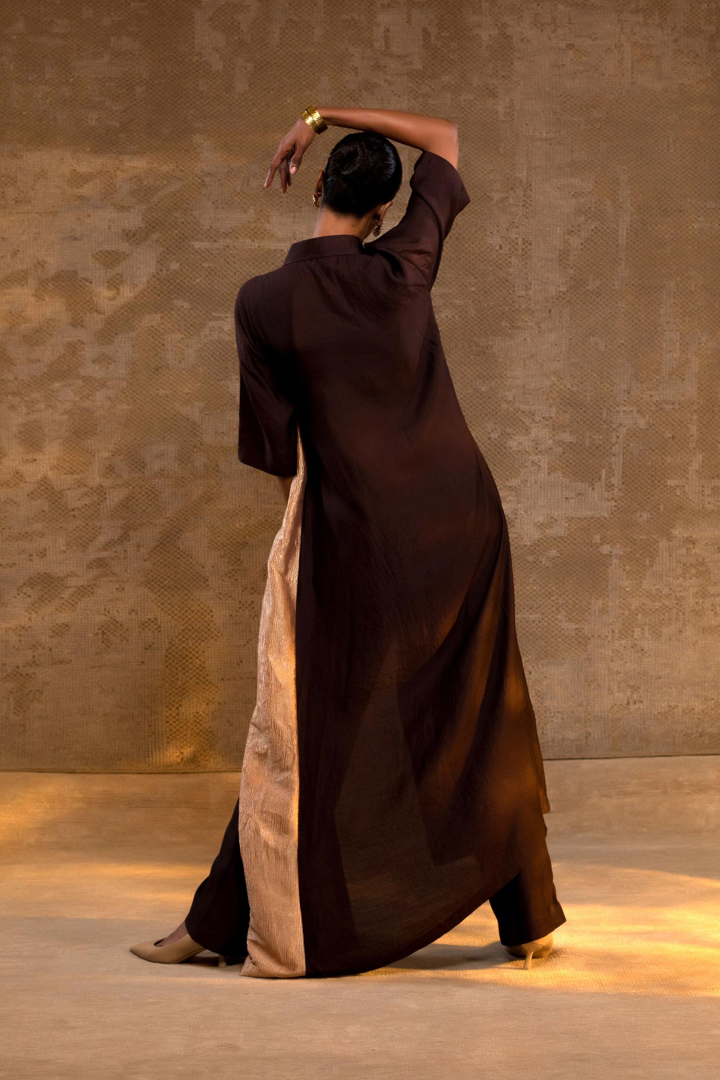 AGNEYA SILK DRAPE SHIRT SET