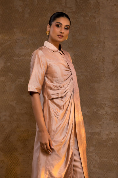 AGNEYA SILK DRAPE SHIRT SET