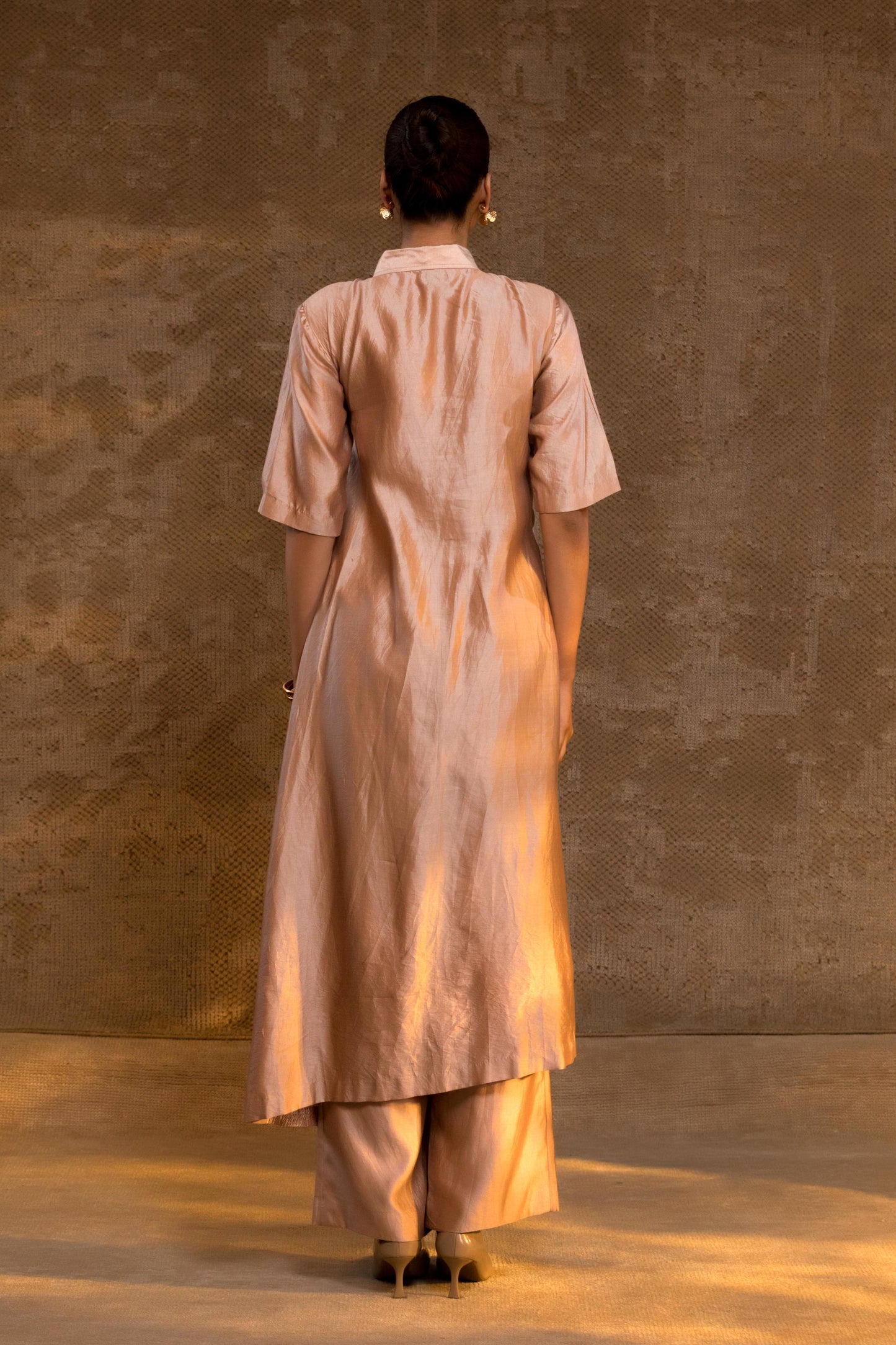 AGNEYA SILK DRAPE SHIRT SET