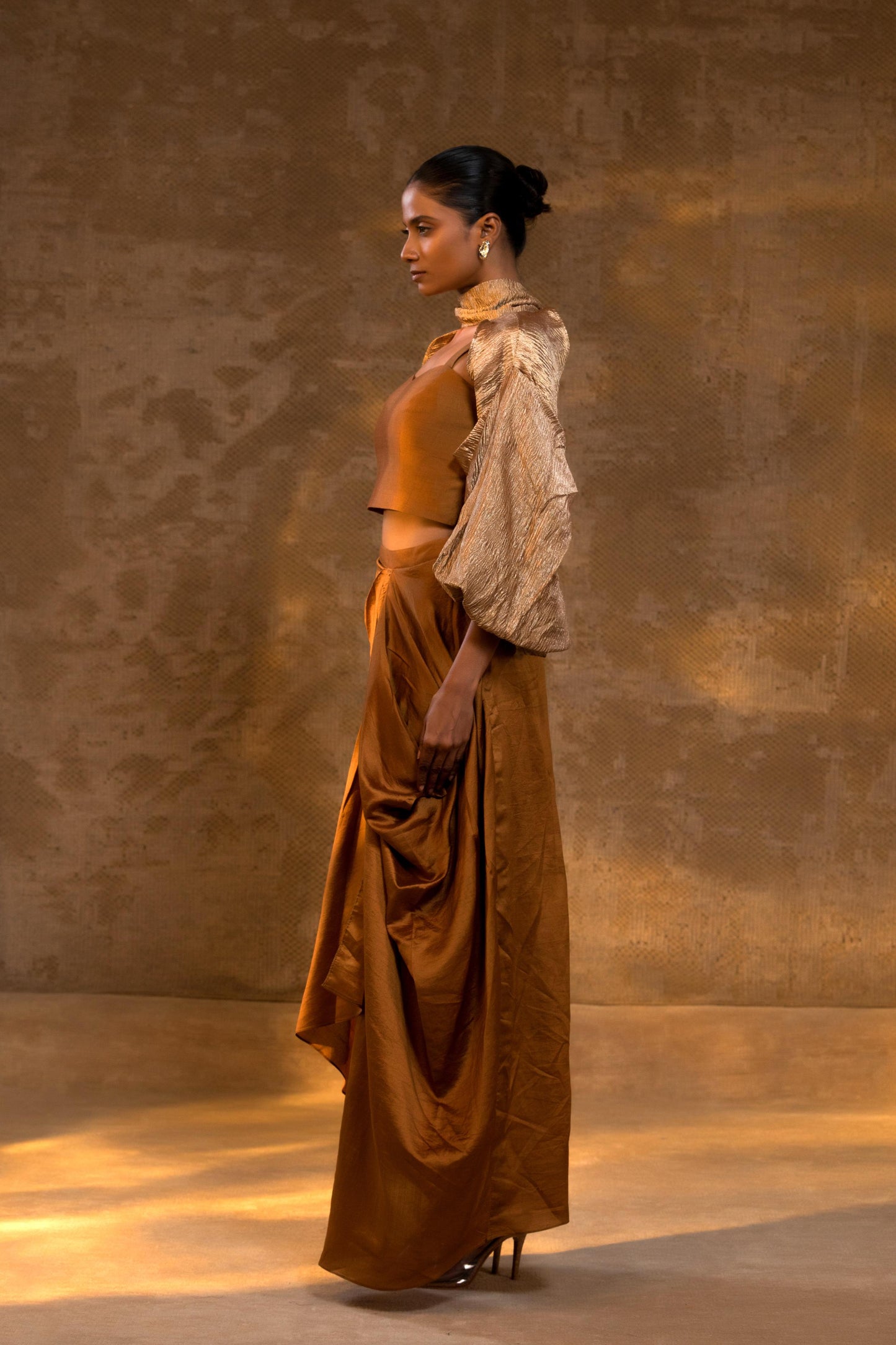 AGNEYA SILK DRAPED SKIRT 3 PCS SET