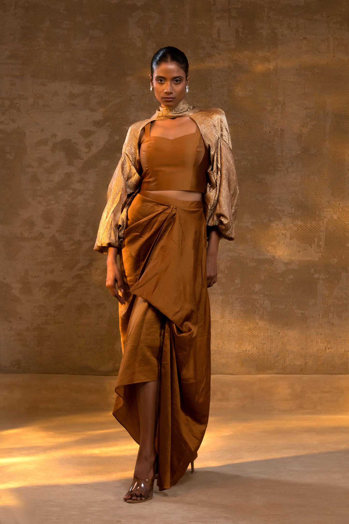 AGNEYA SILK DRAPED SKIRT 3 PCS SET