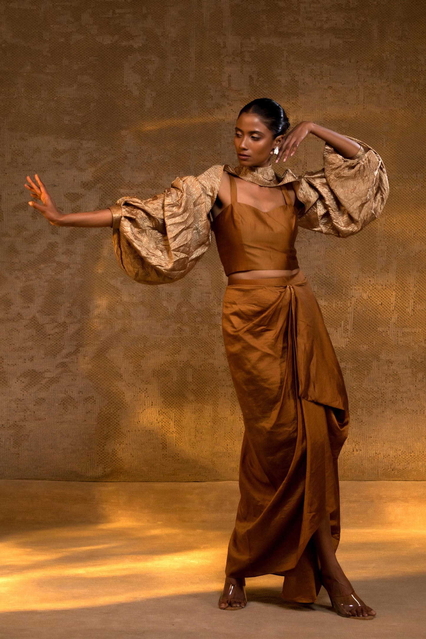 AGNEYA SILK DRAPED SKIRT 3 PCS SET