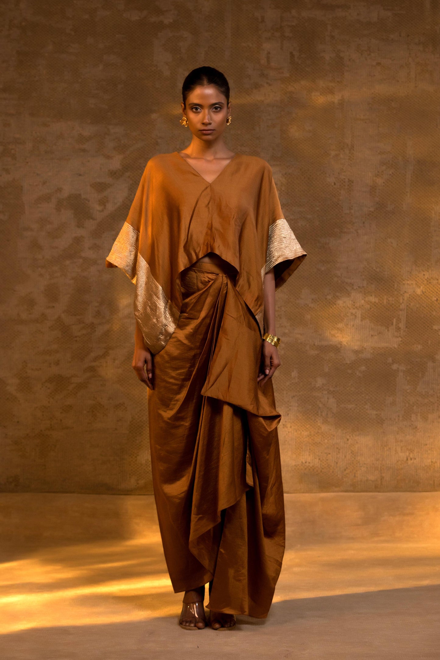 AGNEYA SILK DRAPED SKIRT SET