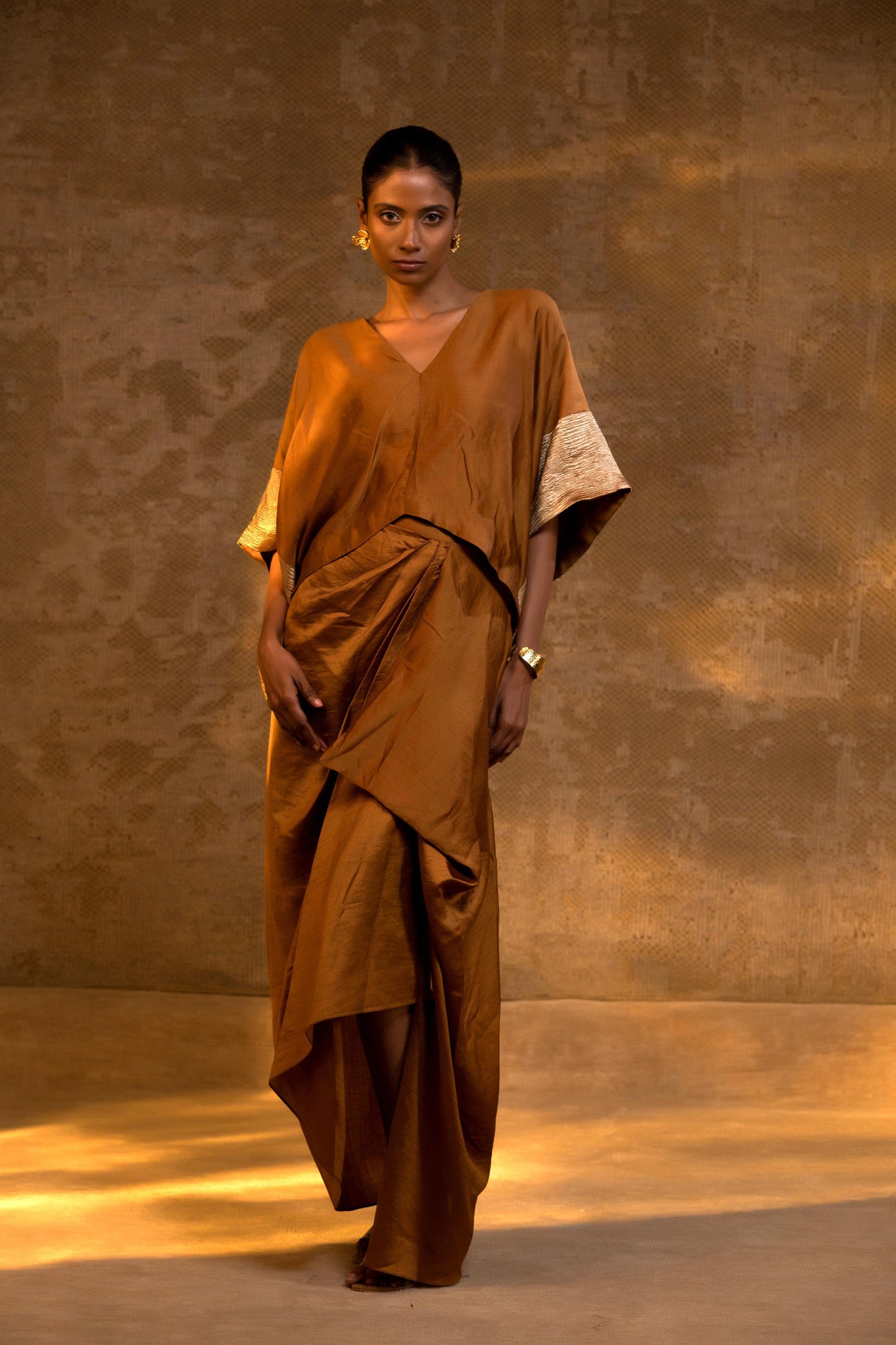 AGNEYA SILK DRAPED SKIRT SET