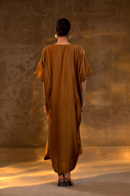 AGNEYA SILK & CRUSHED TISSUE KAFTAN DRESS