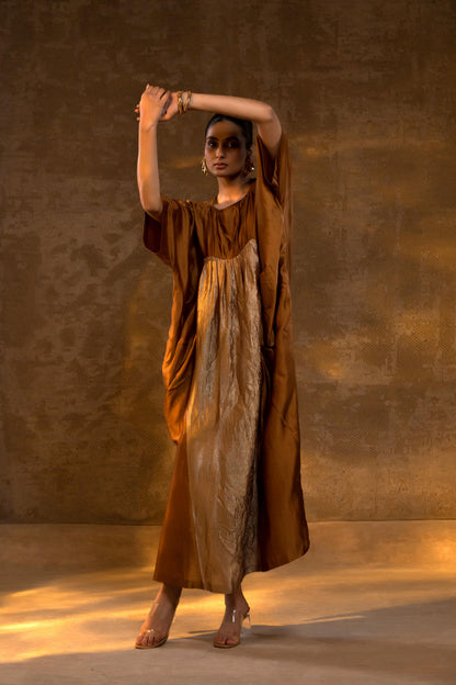 AGNEYA SILK & CRUSHED TISSUE KAFTAN DRESS
