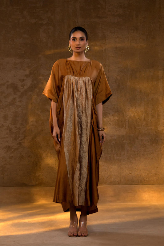 AGNEYA SILK & CRUSHED TISSUE KAFTAN DRESS