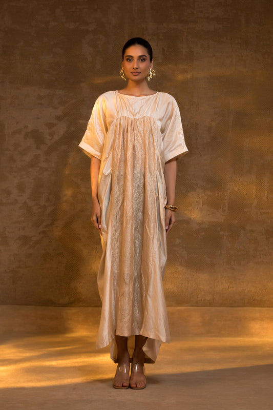 AGNEYA SILK & CRUSHED TISSUE KAFTAN DRESS