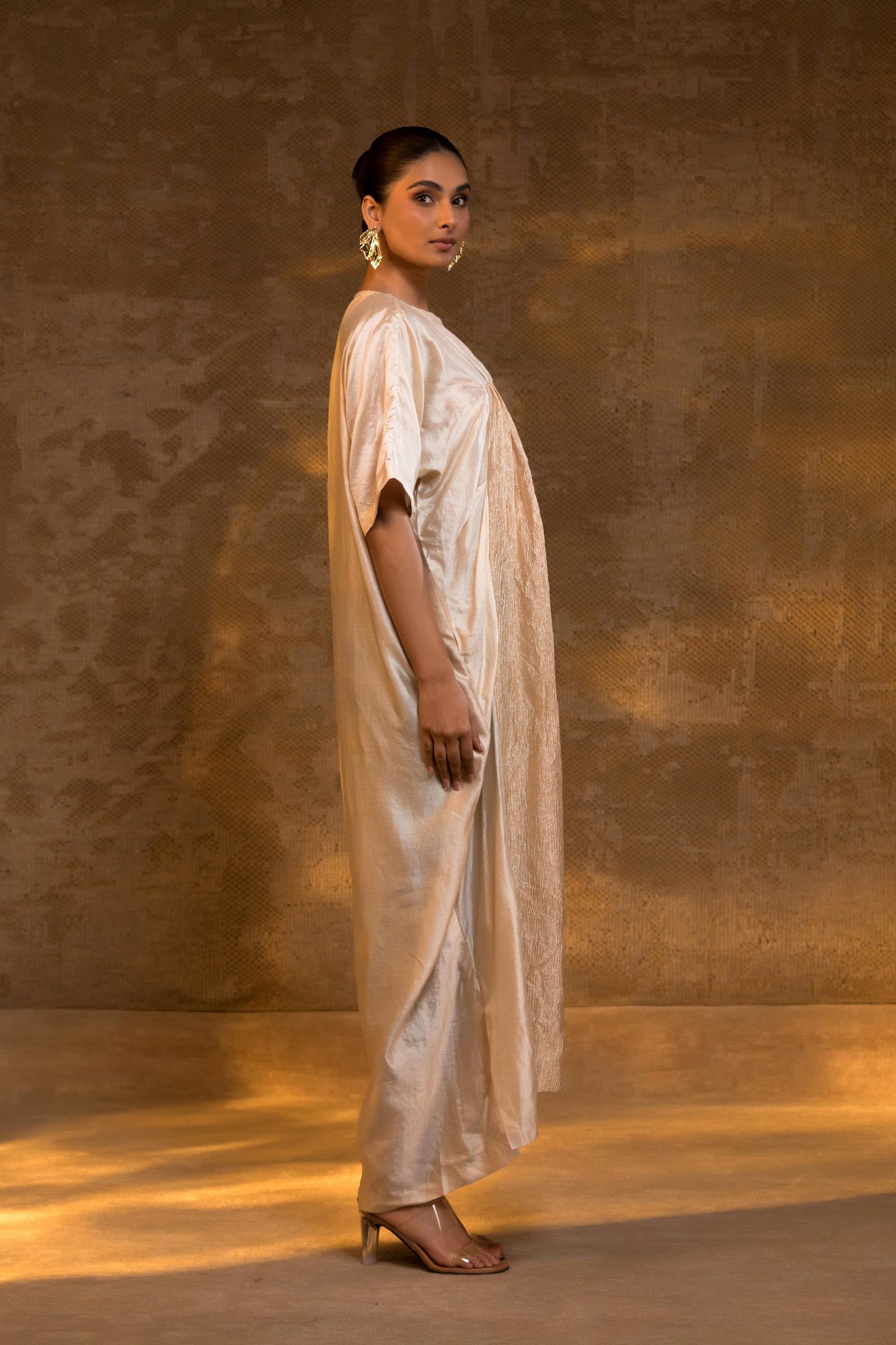 AGNEYA SILK & CRUSHED TISSUE KAFTAN DRESS