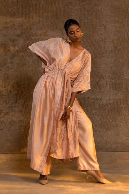 AGNEYA SILK & CRUSHED TISSUE KAFTAN SET