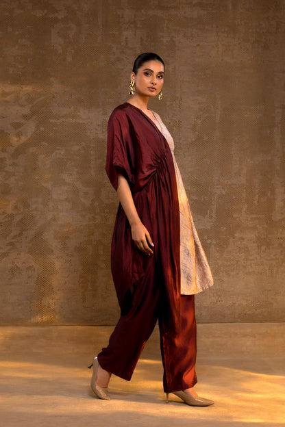 AGNEYA SILK & CRUSHED TISSUE KAFTAN SET