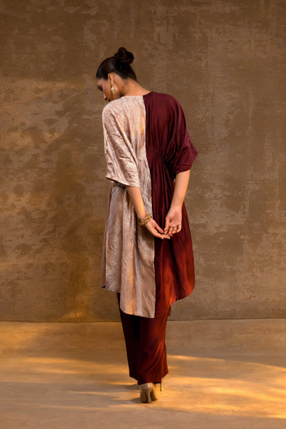 AGNEYA SILK & CRUSHED TISSUE KAFTAN SET