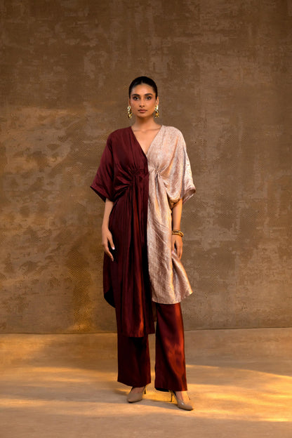 AGNEYA SILK & CRUSHED TISSUE KAFTAN SET