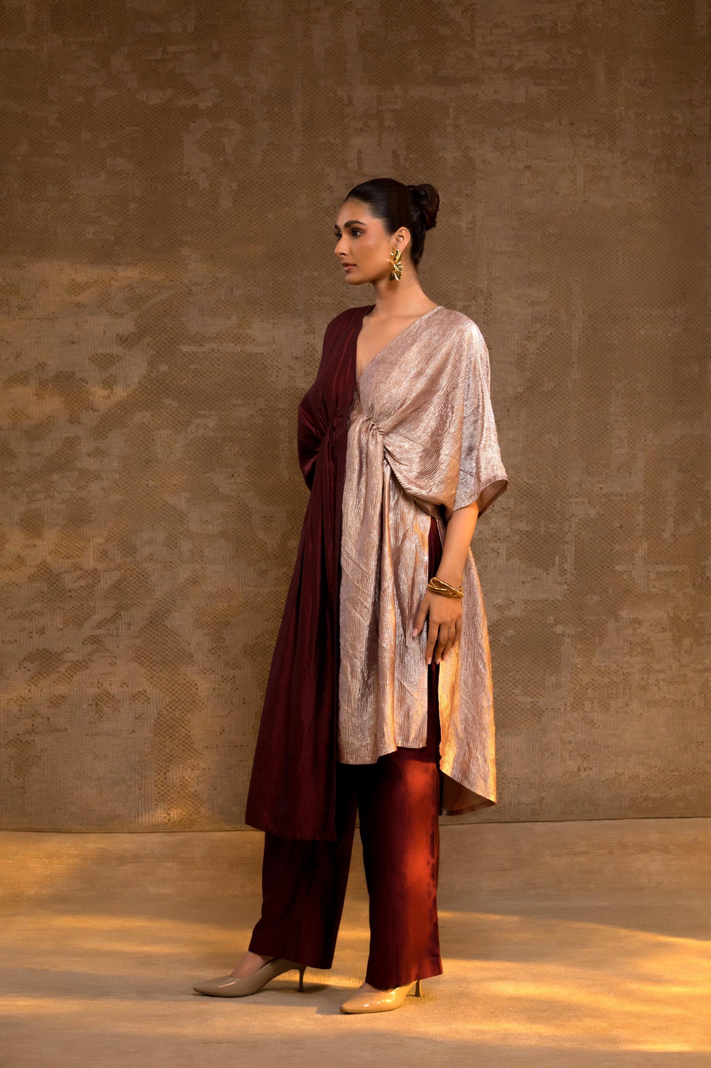 AGNEYA SILK & CRUSHED TISSUE KAFTAN SET