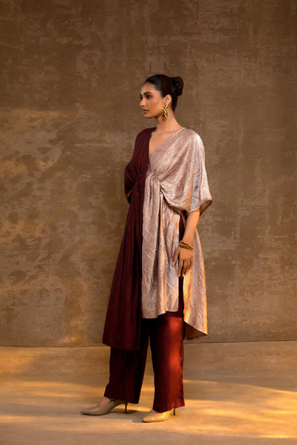 AGNEYA SILK & CRUSHED TISSUE KAFTAN SET