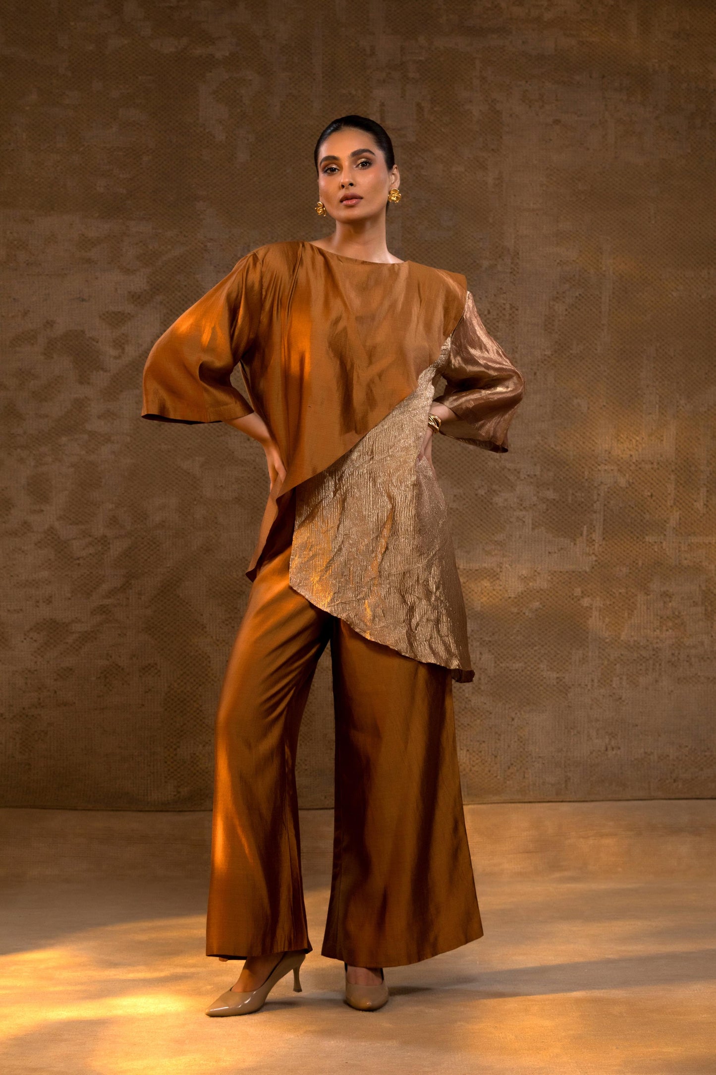AGNEYA TISSUE & SILK LAYERED COORD SET