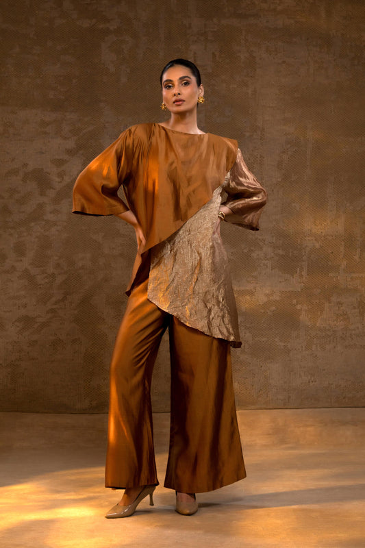 AGNEYA TISSUE & SILK LAYERED COORD SET