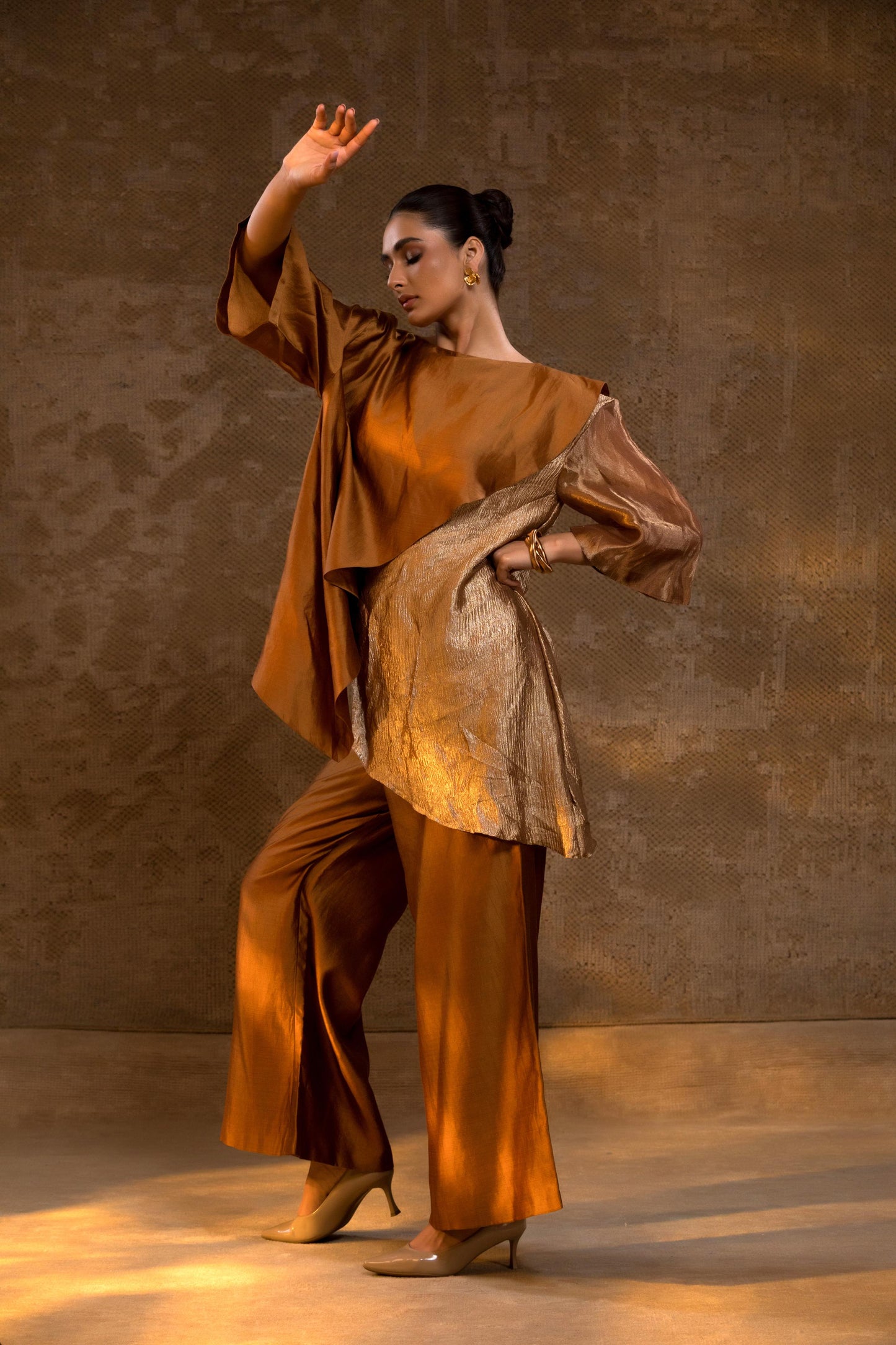 AGNEYA TISSUE & SILK LAYERED COORD SET