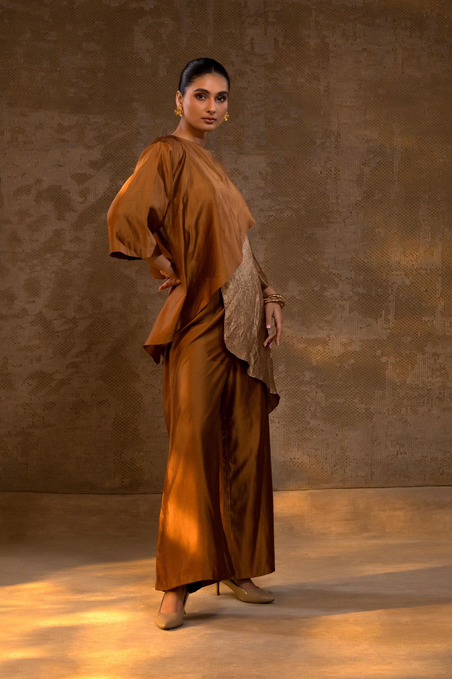AGNEYA TISSUE & SILK LAYERED COORD SET