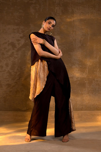AGNEYA TISSUE & SILK LAYERED KURTA SET
