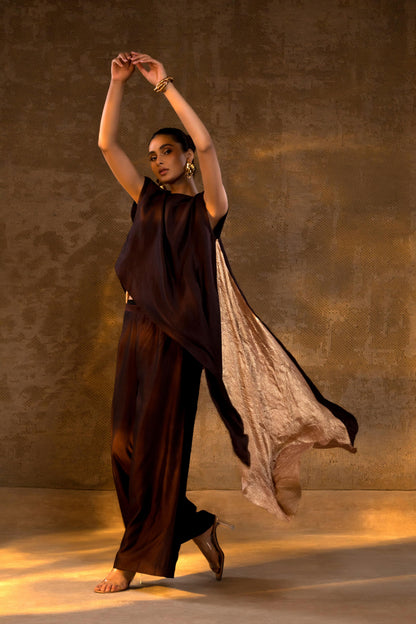 AGNEYA TISSUE & SILK LAYERED KURTA SET