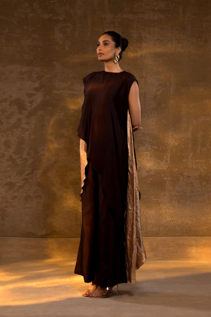 AGNEYA TISSUE & SILK LAYERED KURTA SET