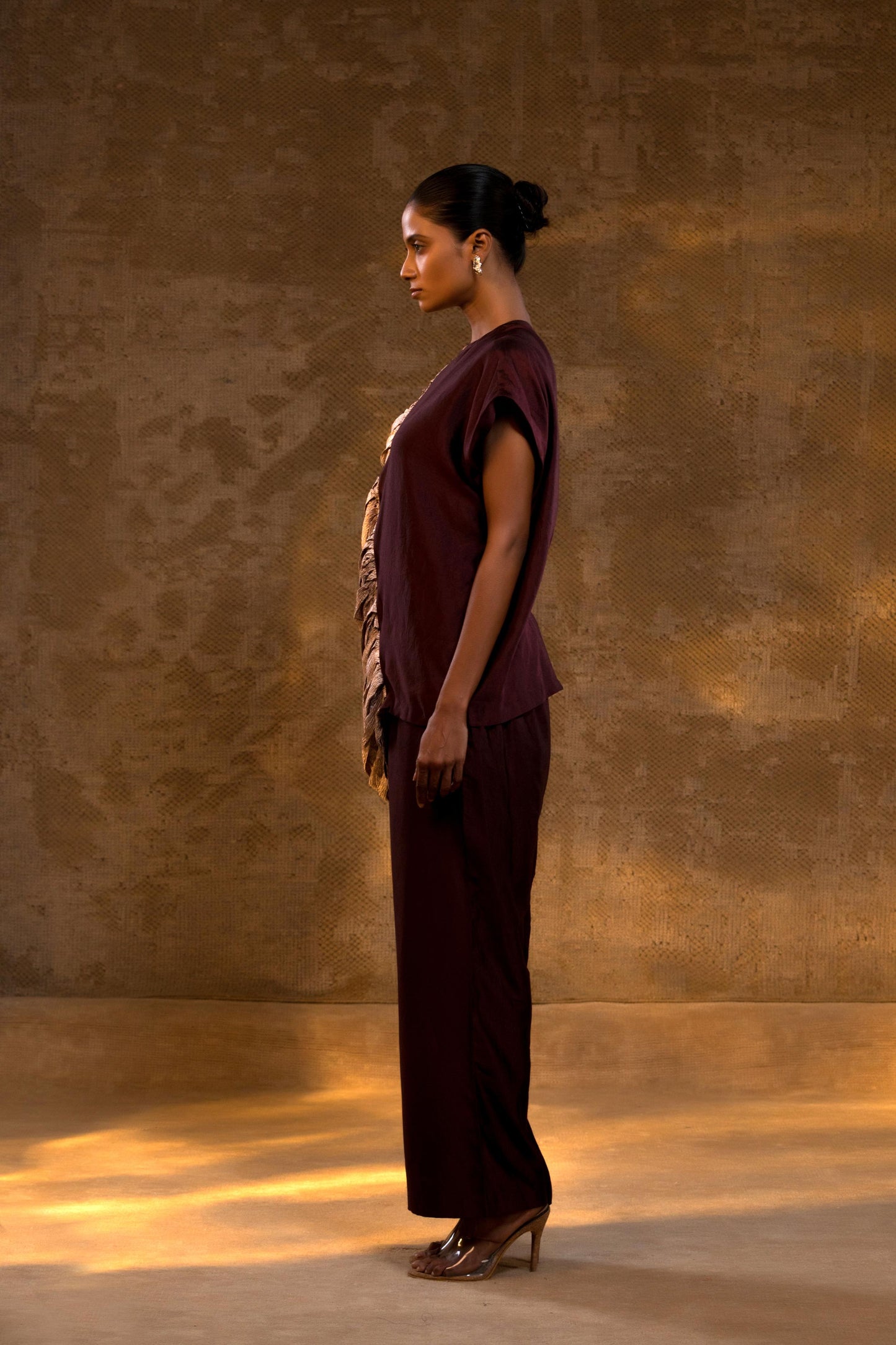 AGNEYA SILK ONE SHOULDER DRAPED SET