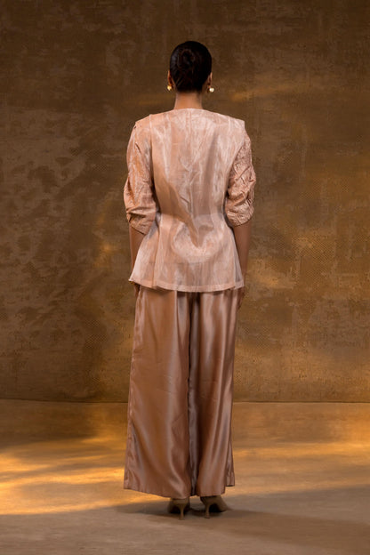 AGNEYA LAYERED SILK & TISSUE JACKET SET