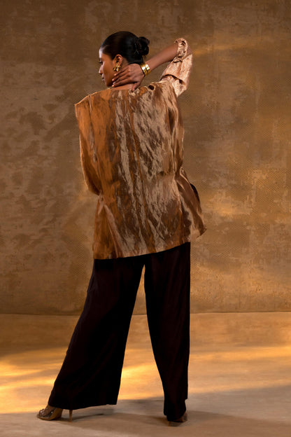 AGNEYA LAYERED SILK & TISSUE JACKET SET