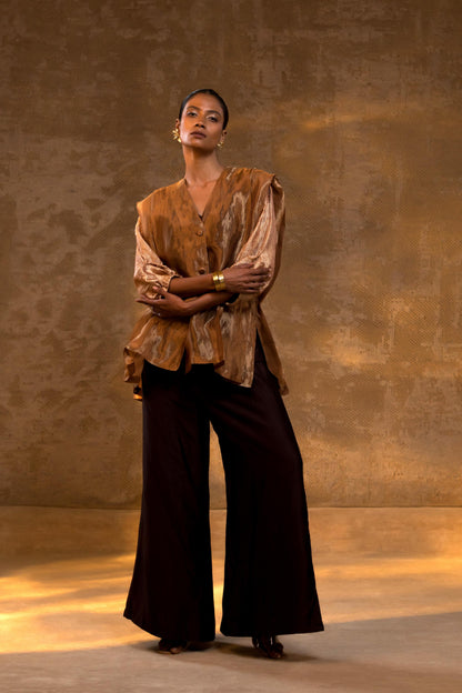 AGNEYA LAYERED SILK & TISSUE JACKET SET